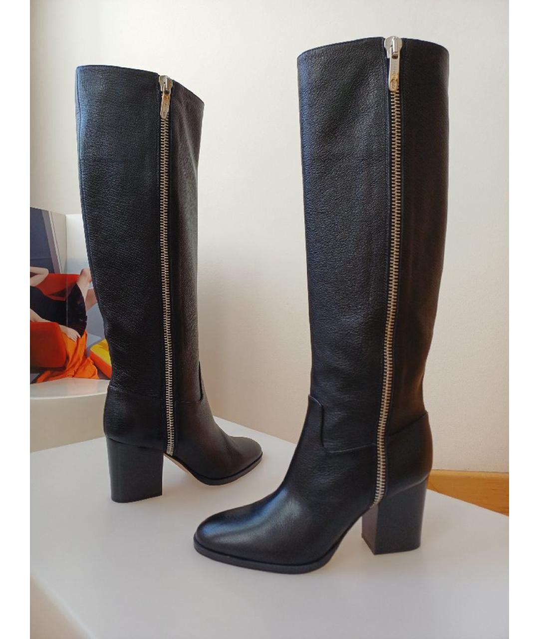 SERGIO ROSSI Черные кожаные сапоги, фото 4