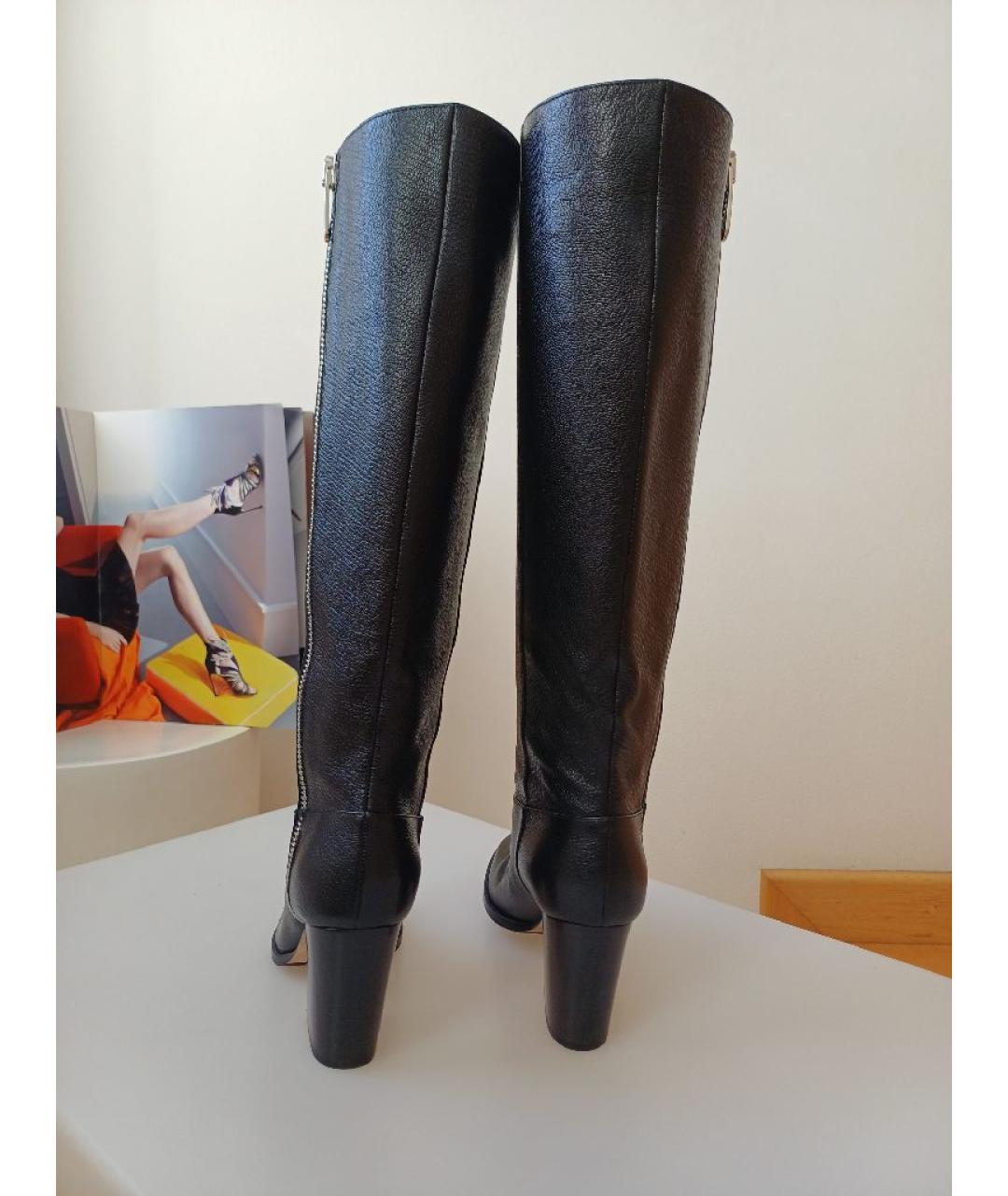 SERGIO ROSSI Черные кожаные сапоги, фото 7