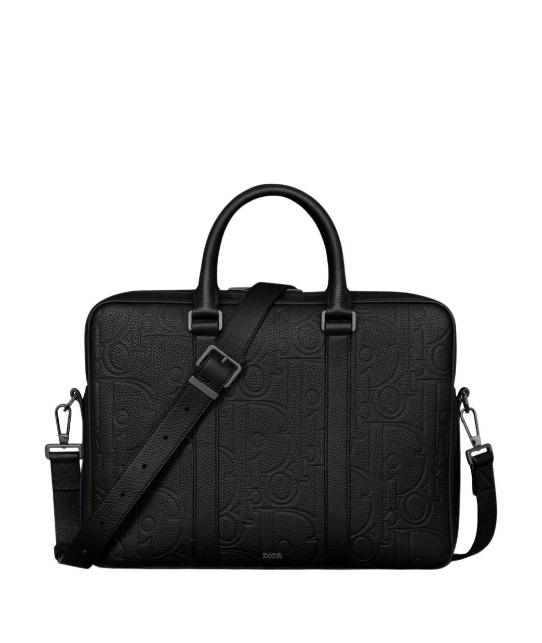 CHRISTIAN DIOR Черный кожаный портфель, фото 1