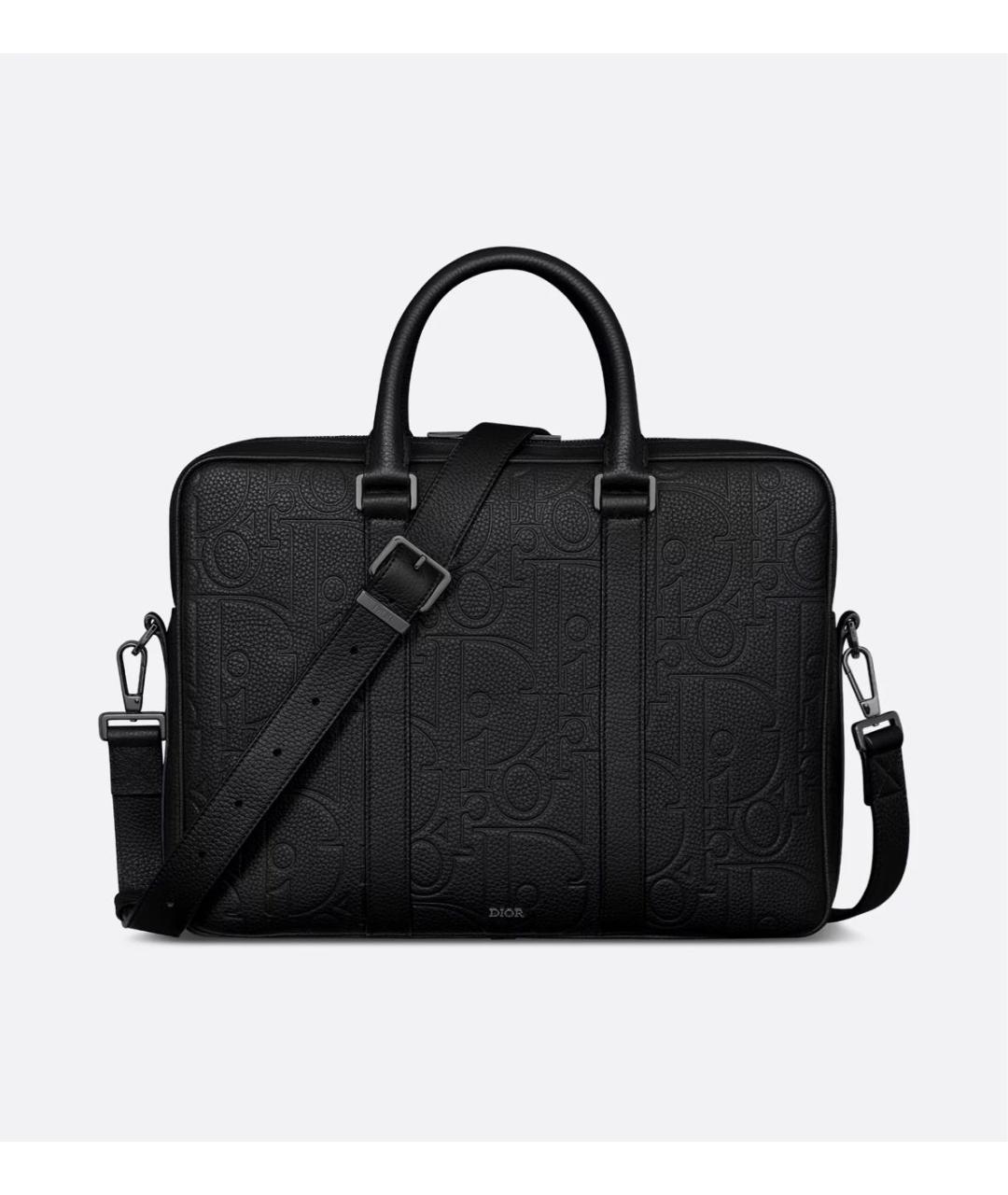 CHRISTIAN DIOR Черный кожаный портфель, фото 5