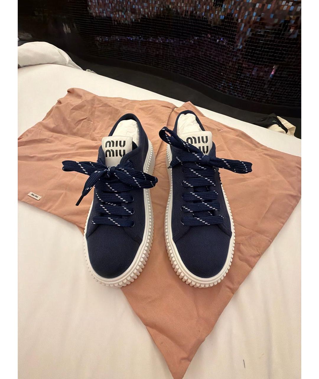 MIU MIU Темно-синие текстильные кеды, фото 2