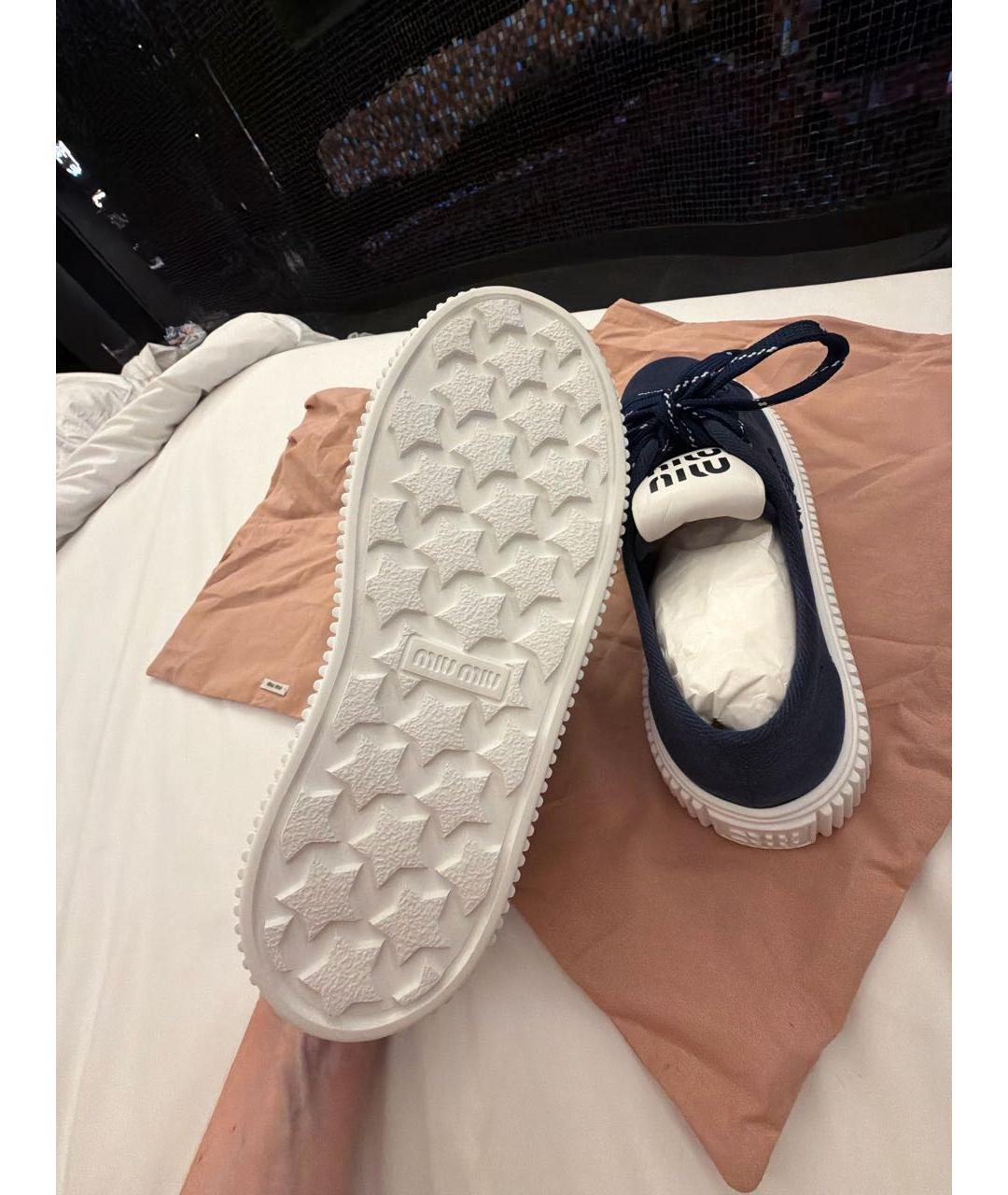 MIU MIU Темно-синие текстильные кеды, фото 5