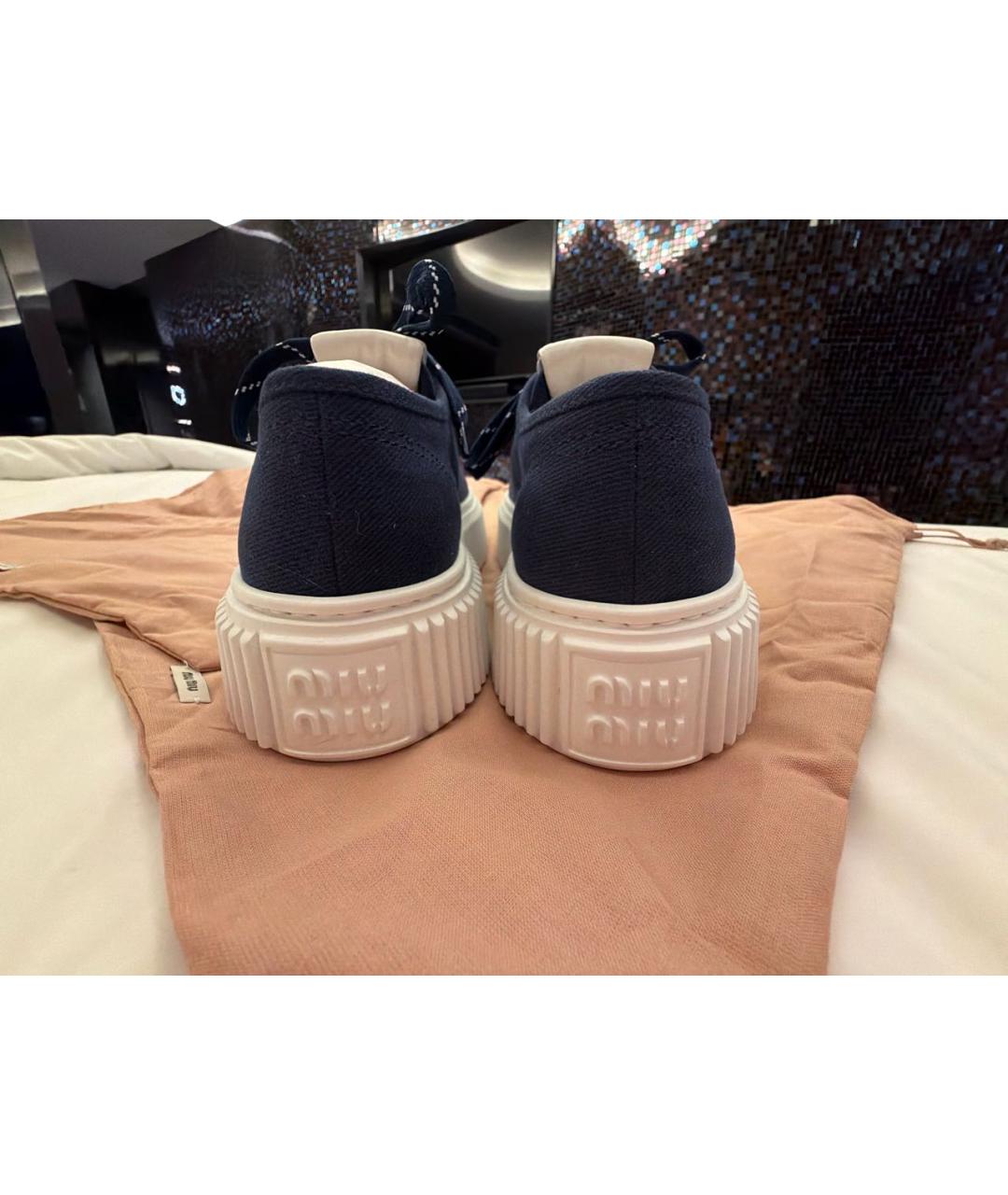 MIU MIU Темно-синие текстильные кеды, фото 4
