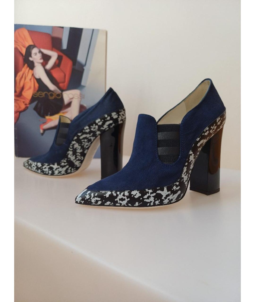 POLLINI Темно-синие нубуковые ботильоны, фото 2