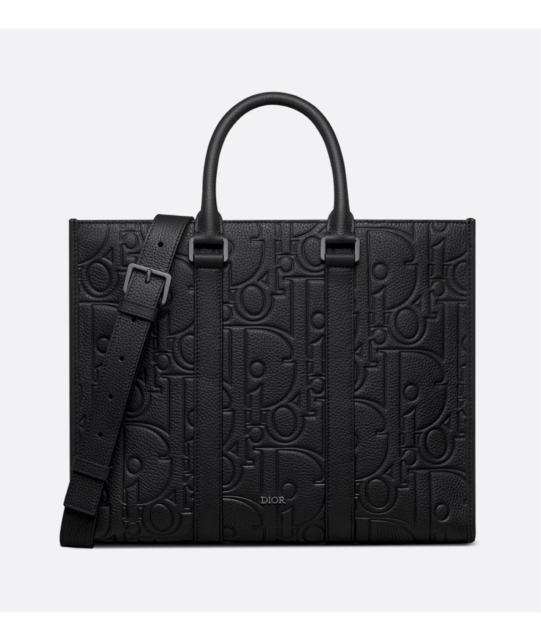 CHRISTIAN DIOR Черная кожаная сумка тоут, фото 5