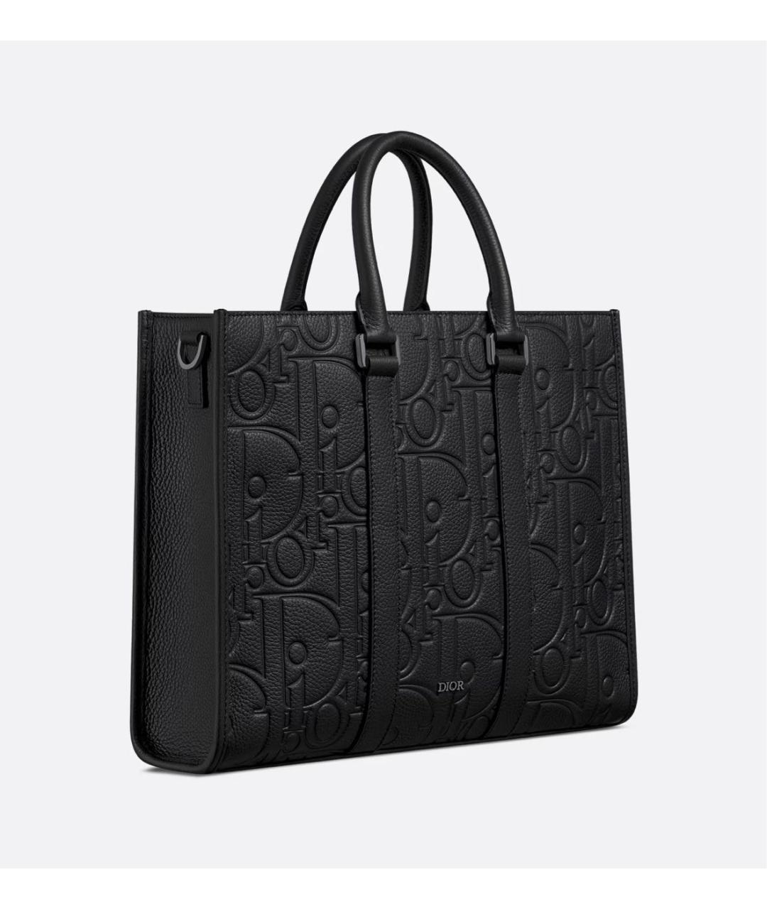 CHRISTIAN DIOR Черная кожаная сумка тоут, фото 4