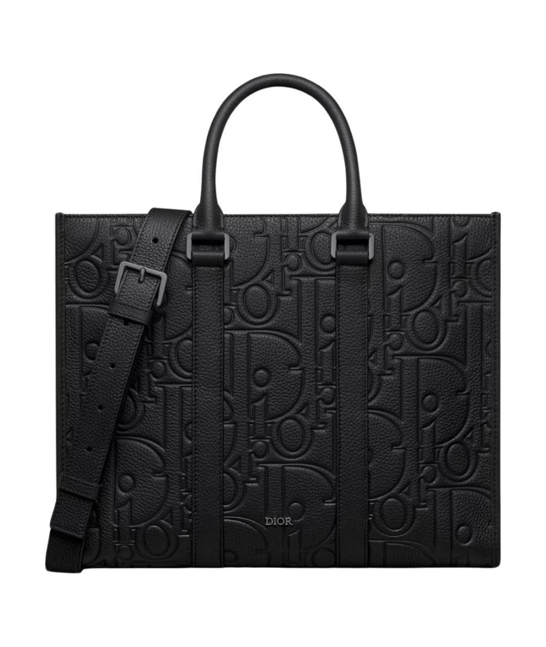 CHRISTIAN DIOR Черная кожаная сумка тоут, фото 1