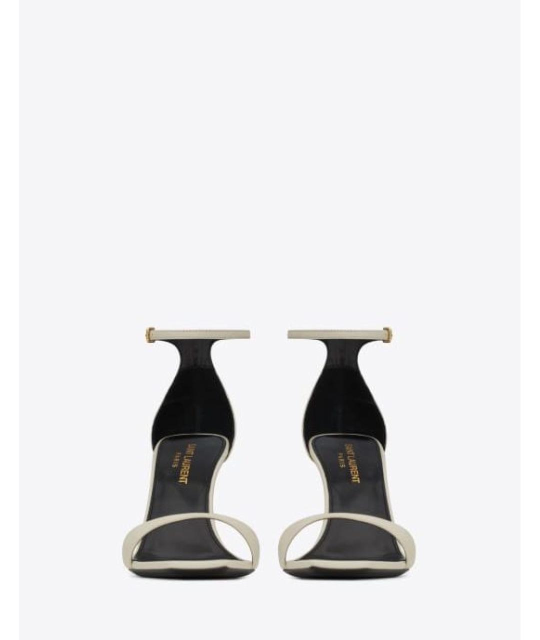 SAINT LAURENT Бежевые кожаные босоножки, фото 2