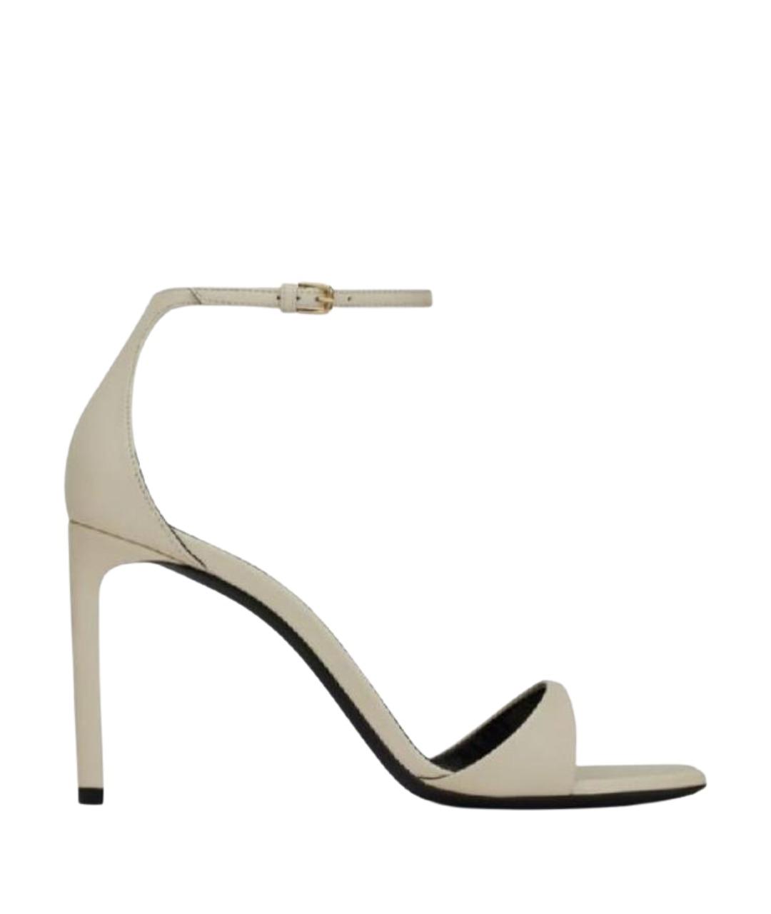 SAINT LAURENT Бежевые кожаные босоножки, фото 1