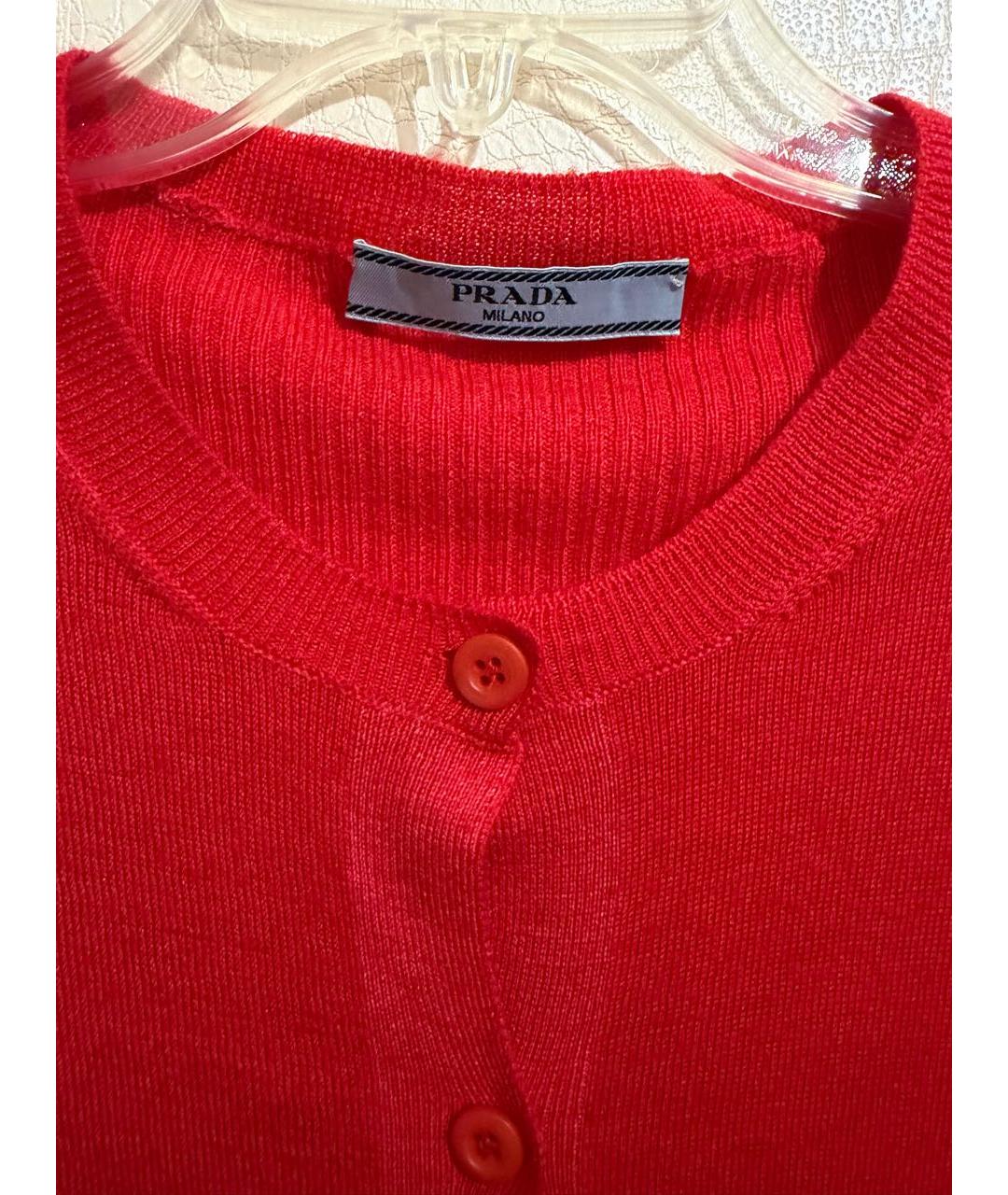 PRADA Красный шелковый кардиган, фото 3