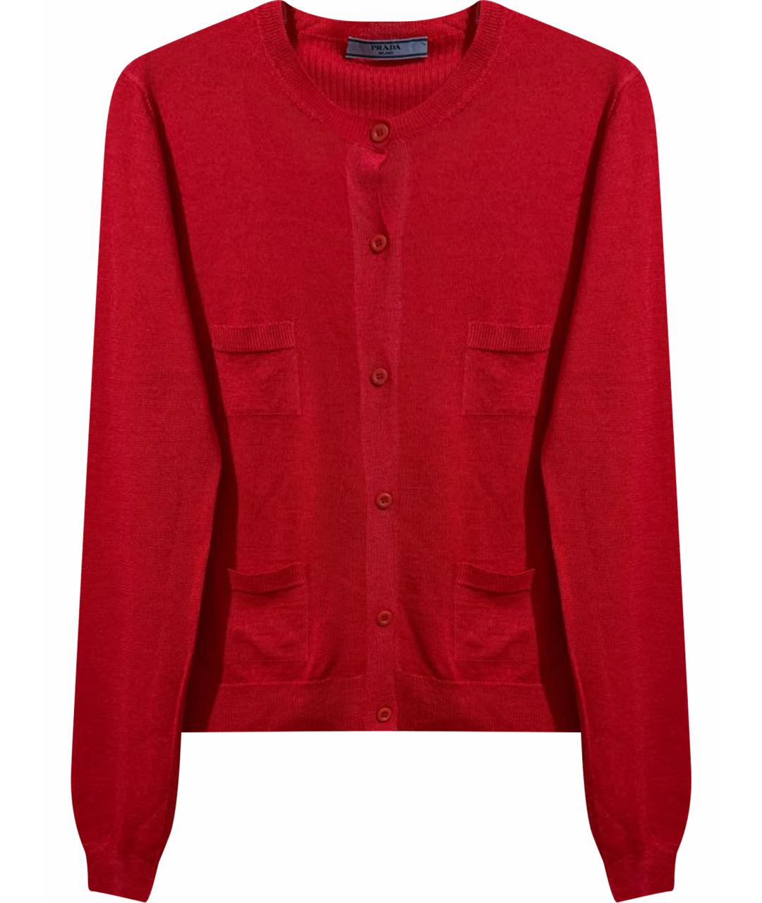 PRADA Красный шелковый кардиган, фото 1