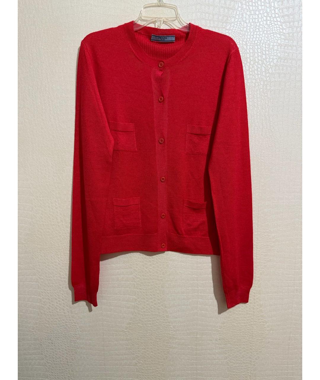 PRADA Красный шелковый кардиган, фото 9