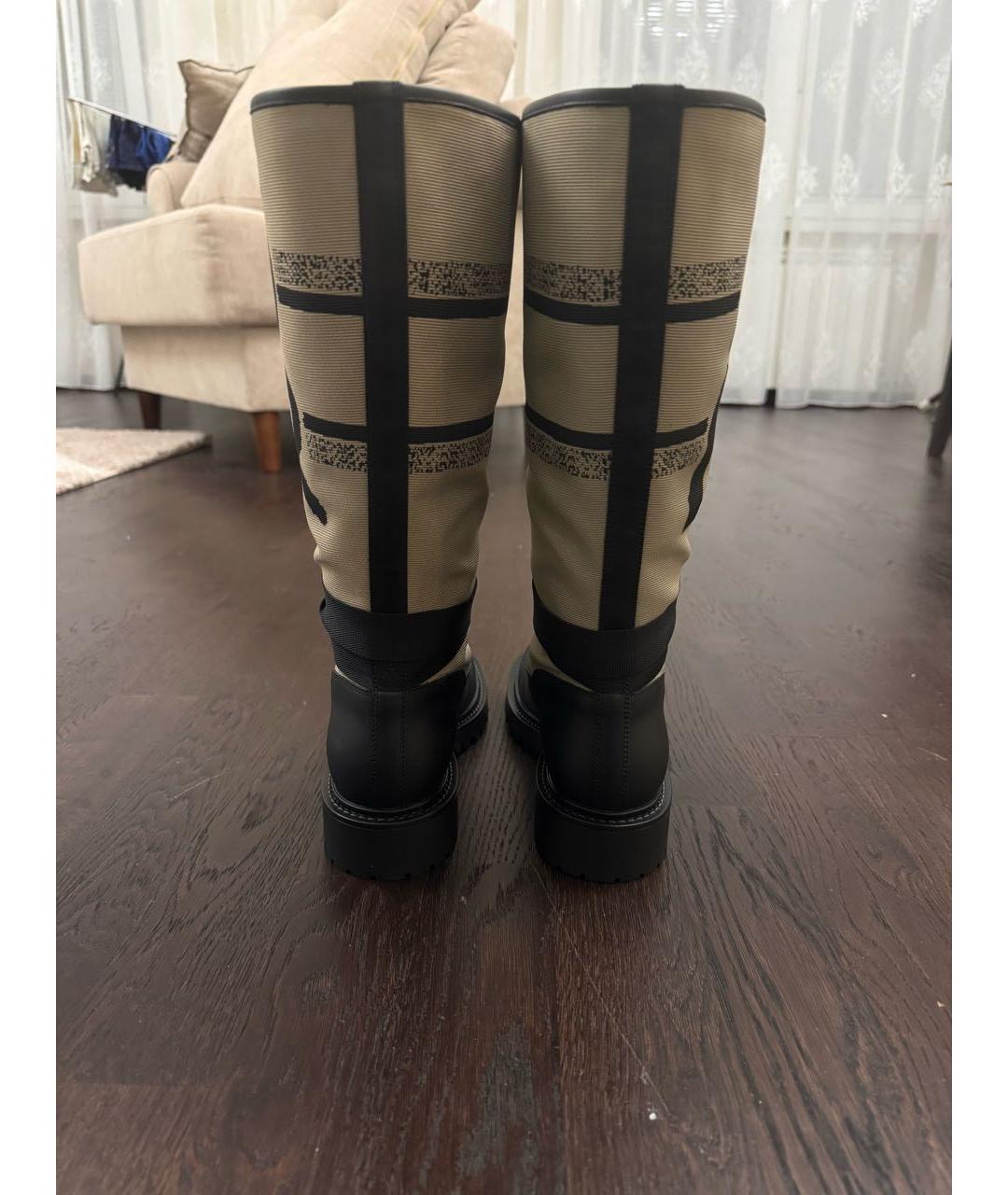 CHRISTIAN DIOR Хаки кожаные сапоги, фото 4