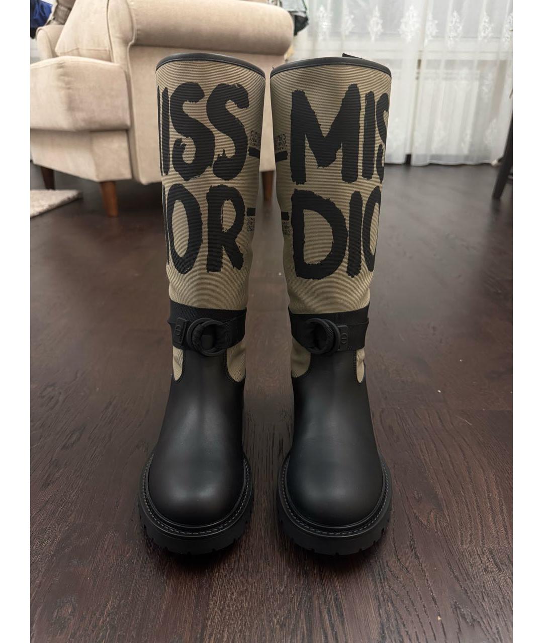 CHRISTIAN DIOR Хаки кожаные сапоги, фото 2