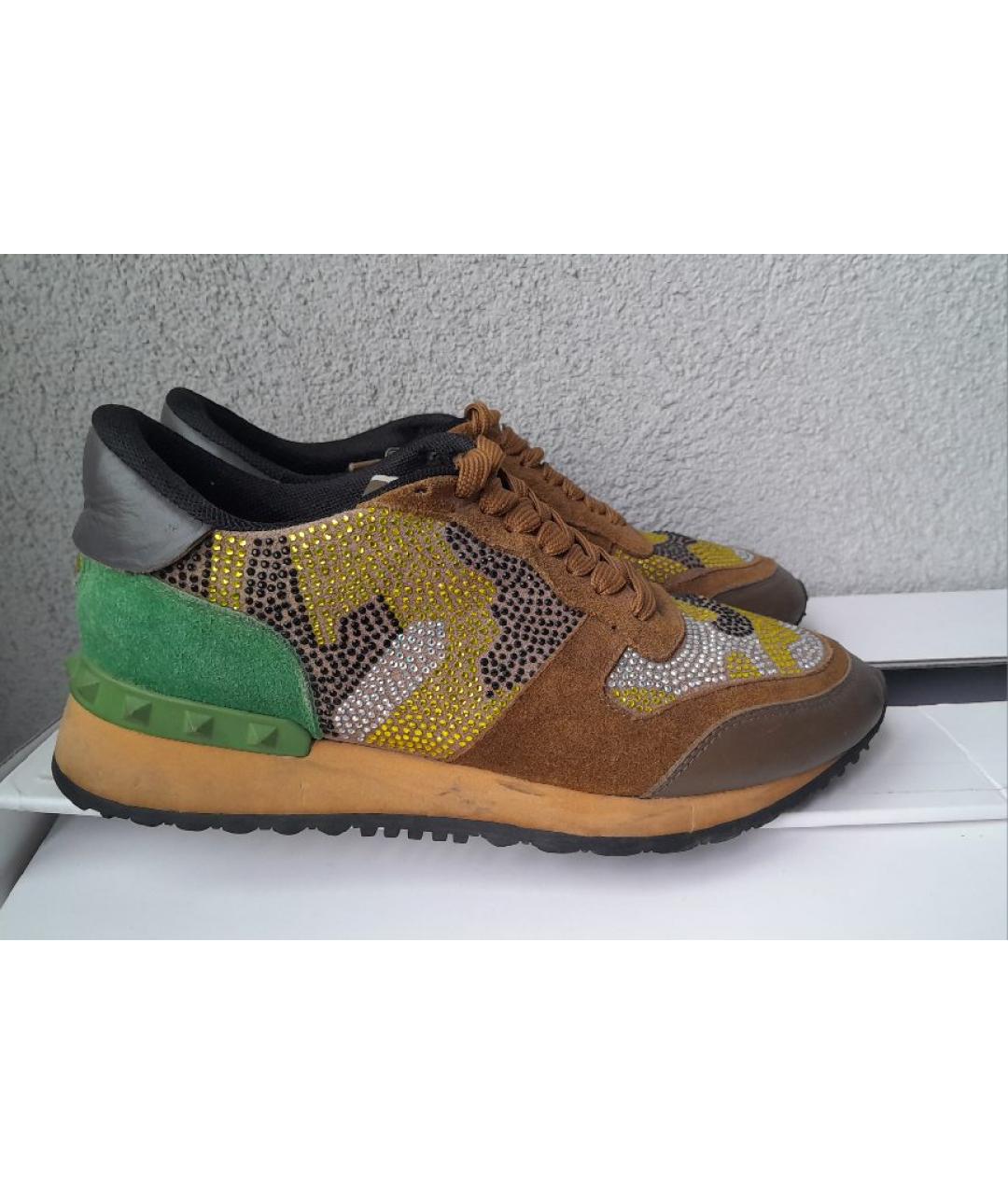 VALENTINO Хаки кожаные кроссовки, фото 8