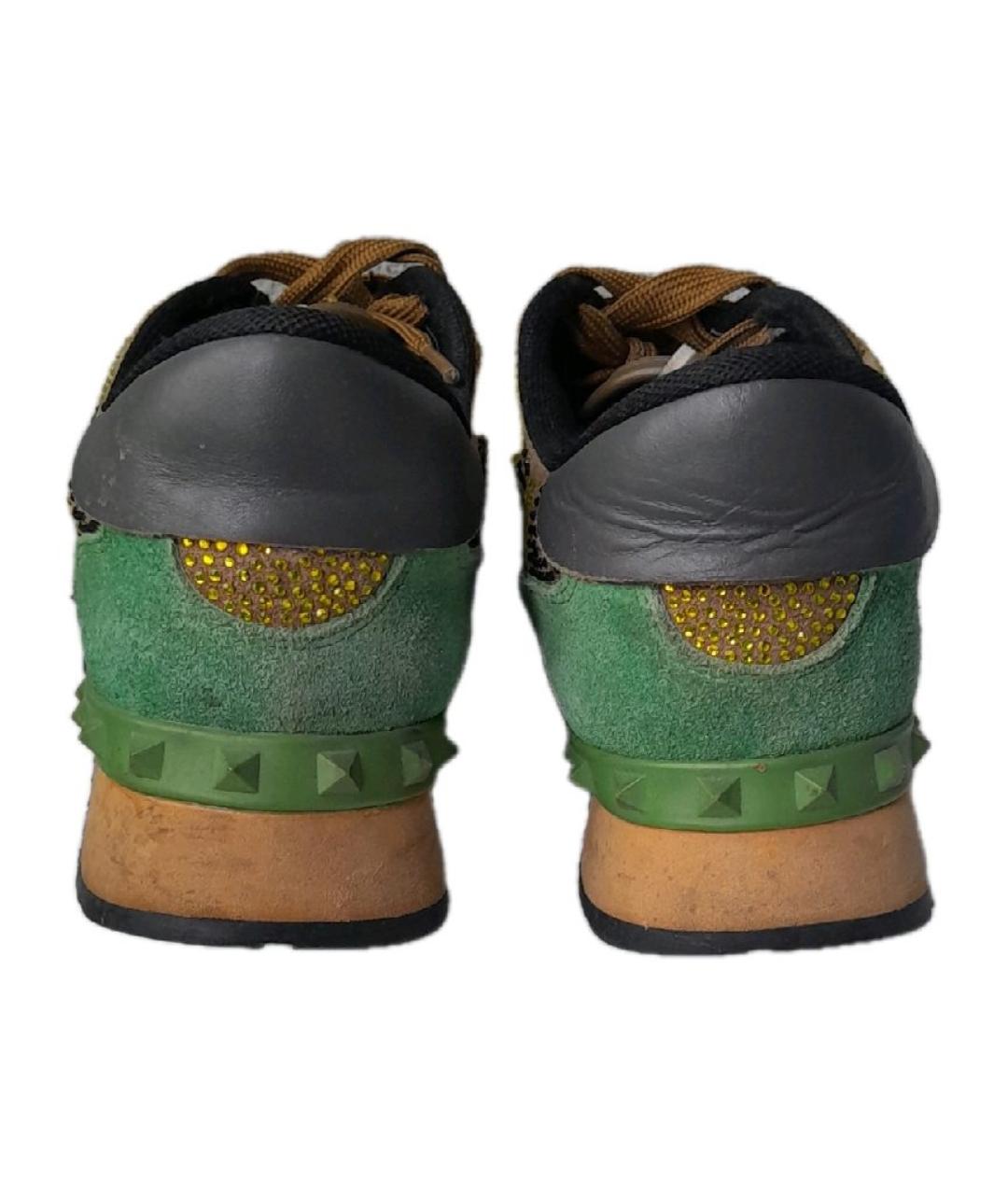 VALENTINO Хаки кожаные кроссовки, фото 4