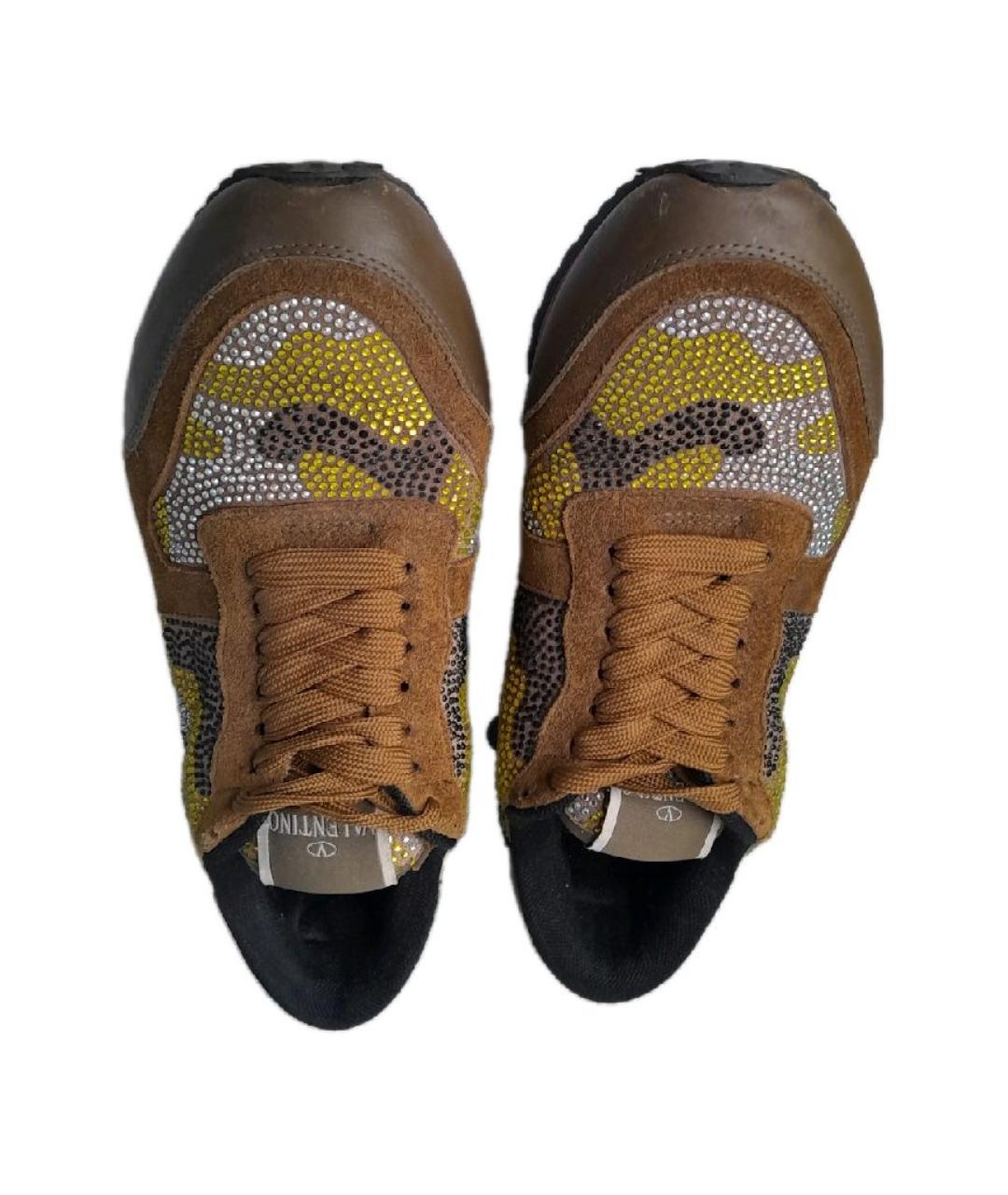 VALENTINO Хаки кожаные кроссовки, фото 3