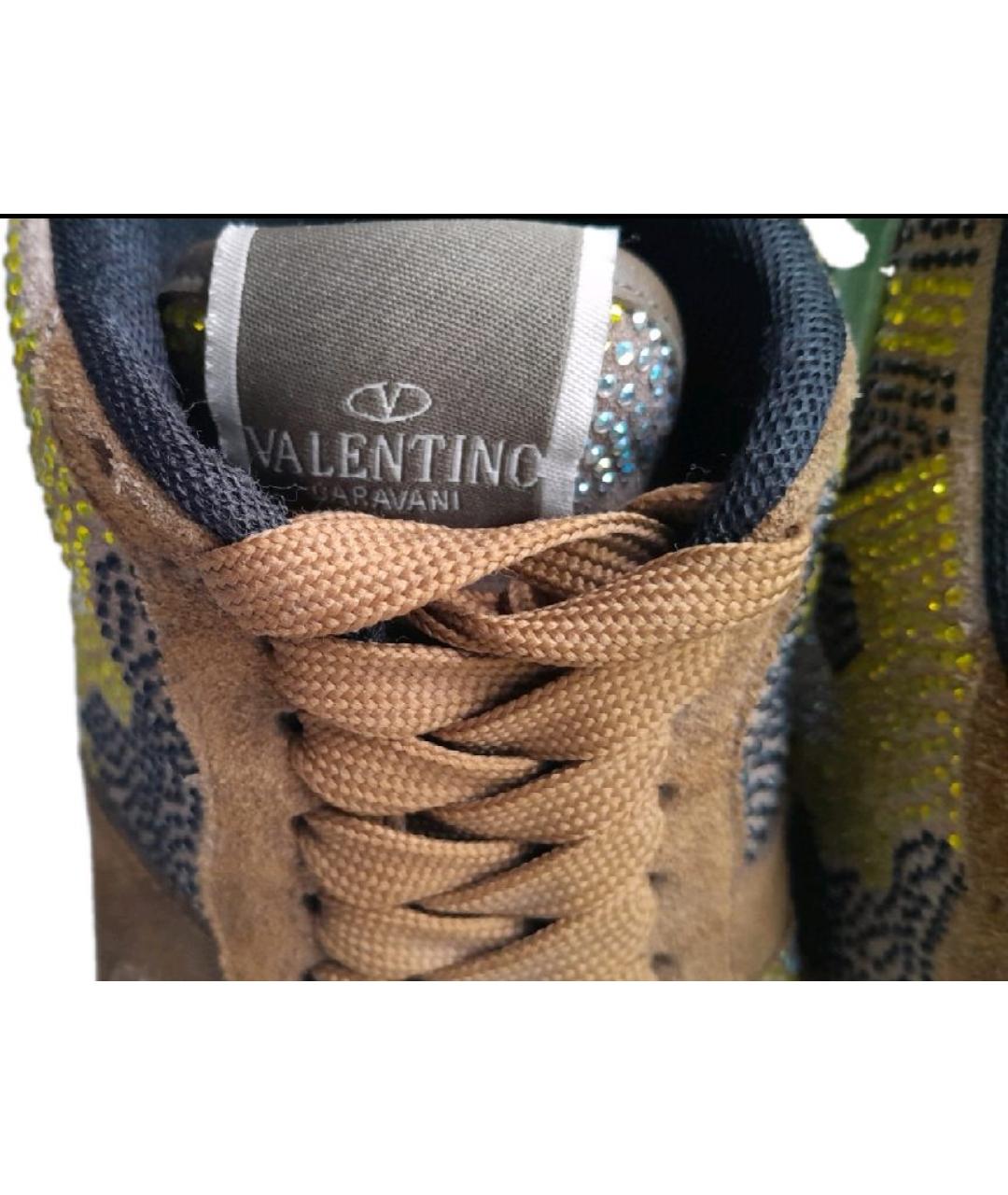 VALENTINO Хаки кожаные кроссовки, фото 7