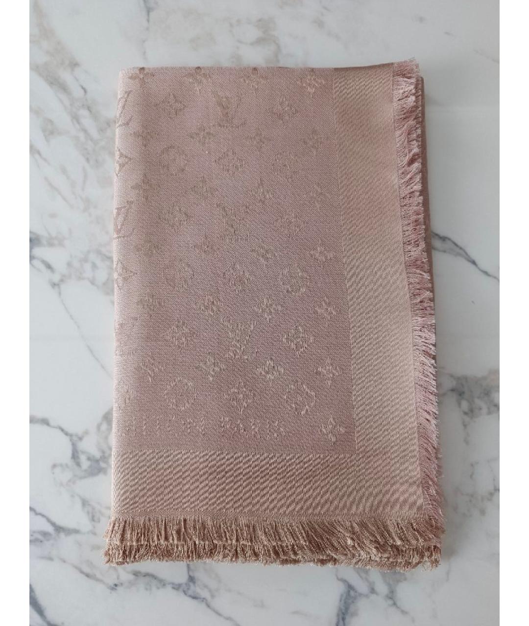 LOUIS VUITTON Розовый шелковый платок, фото 10