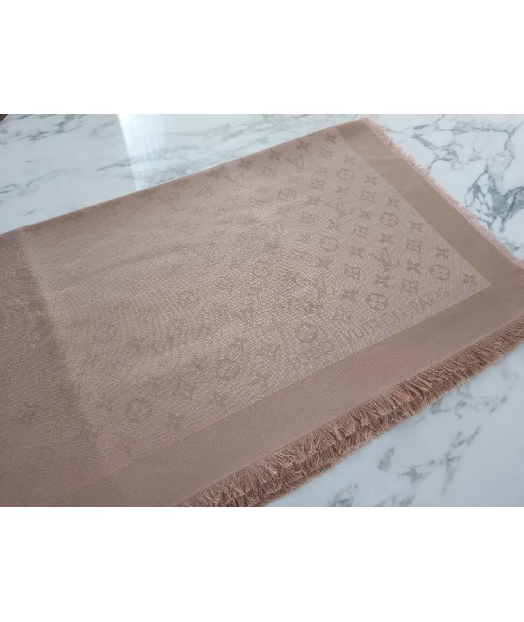 LOUIS VUITTON Розовый шелковый платок, фото 8