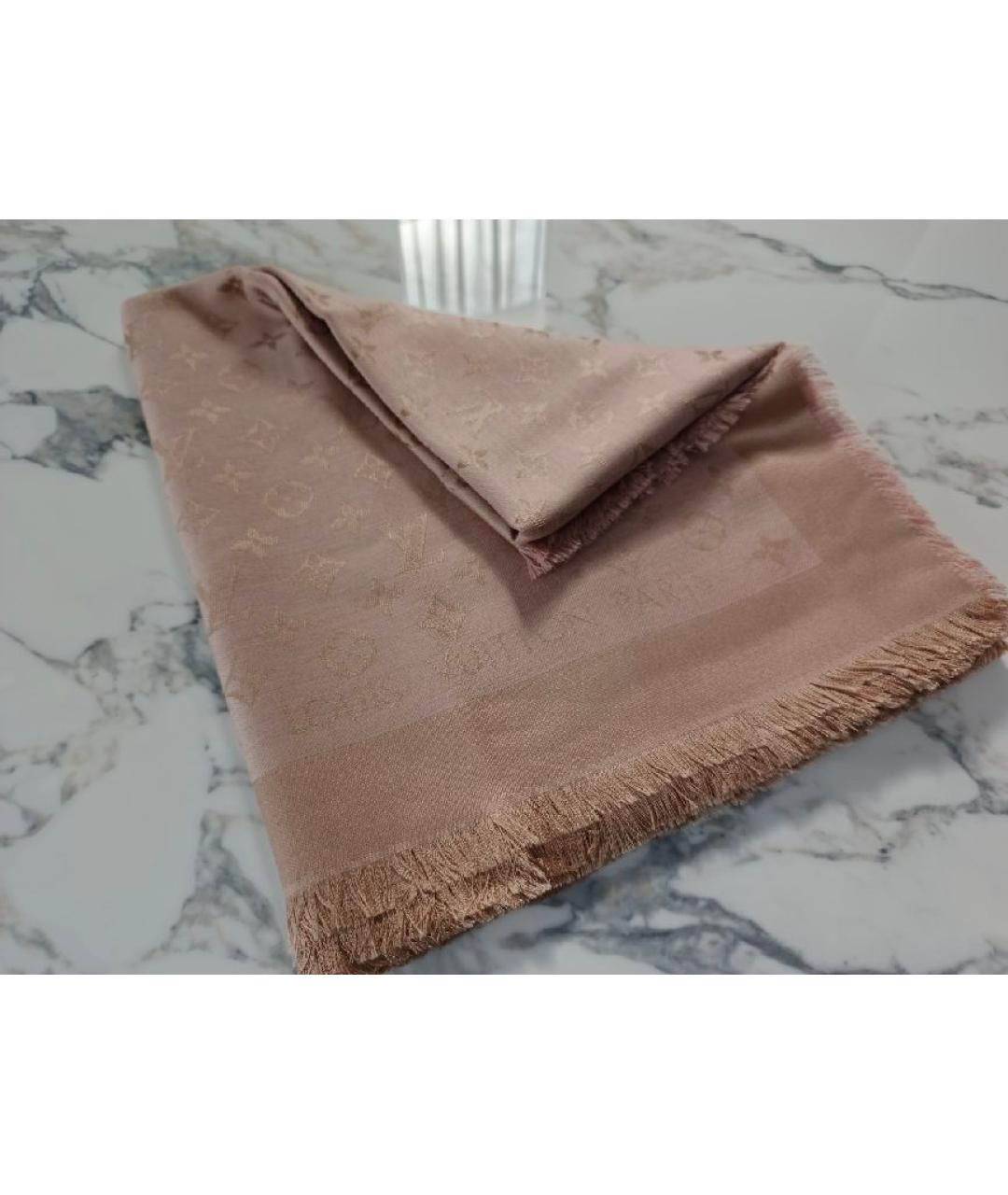 LOUIS VUITTON Розовый шелковый платок, фото 7