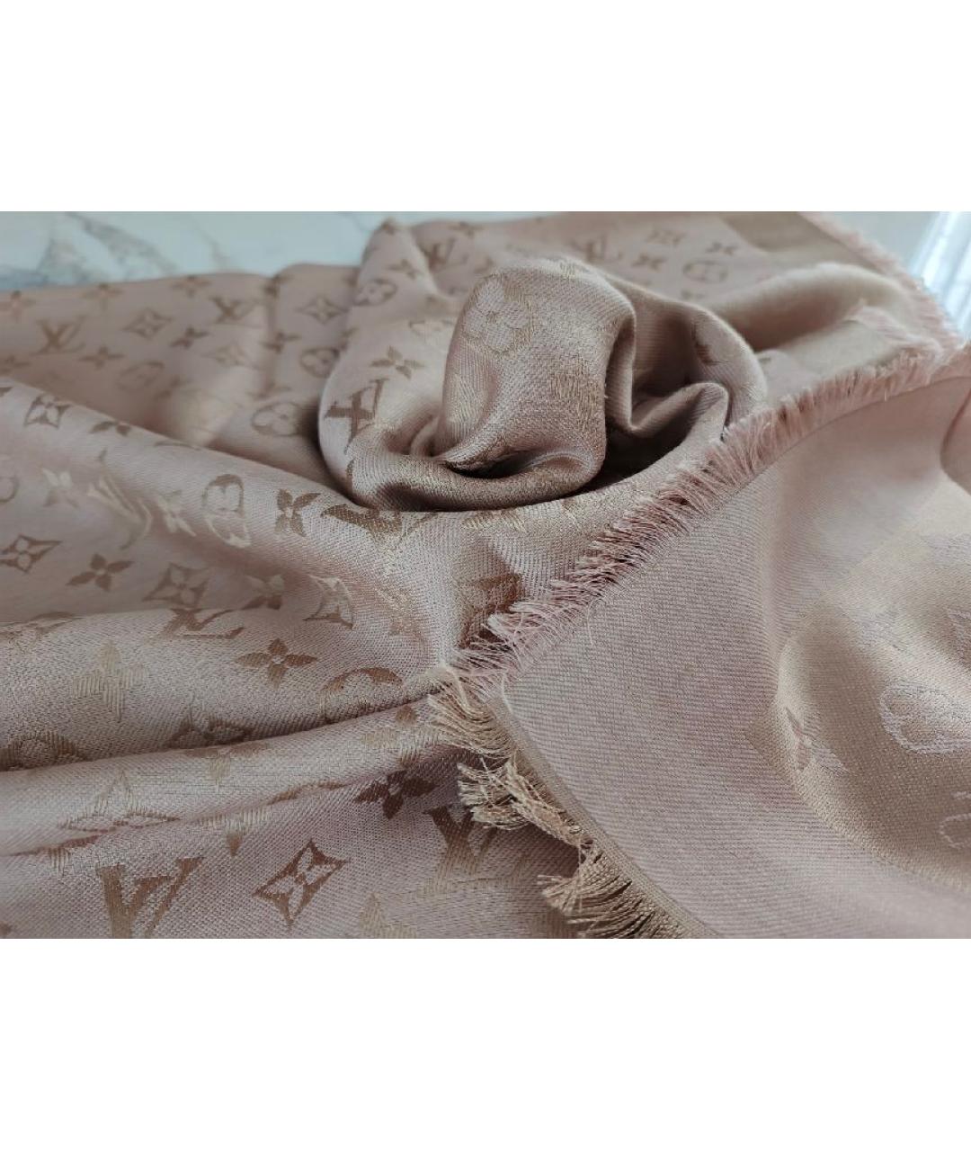 LOUIS VUITTON Розовый шелковый платок, фото 9