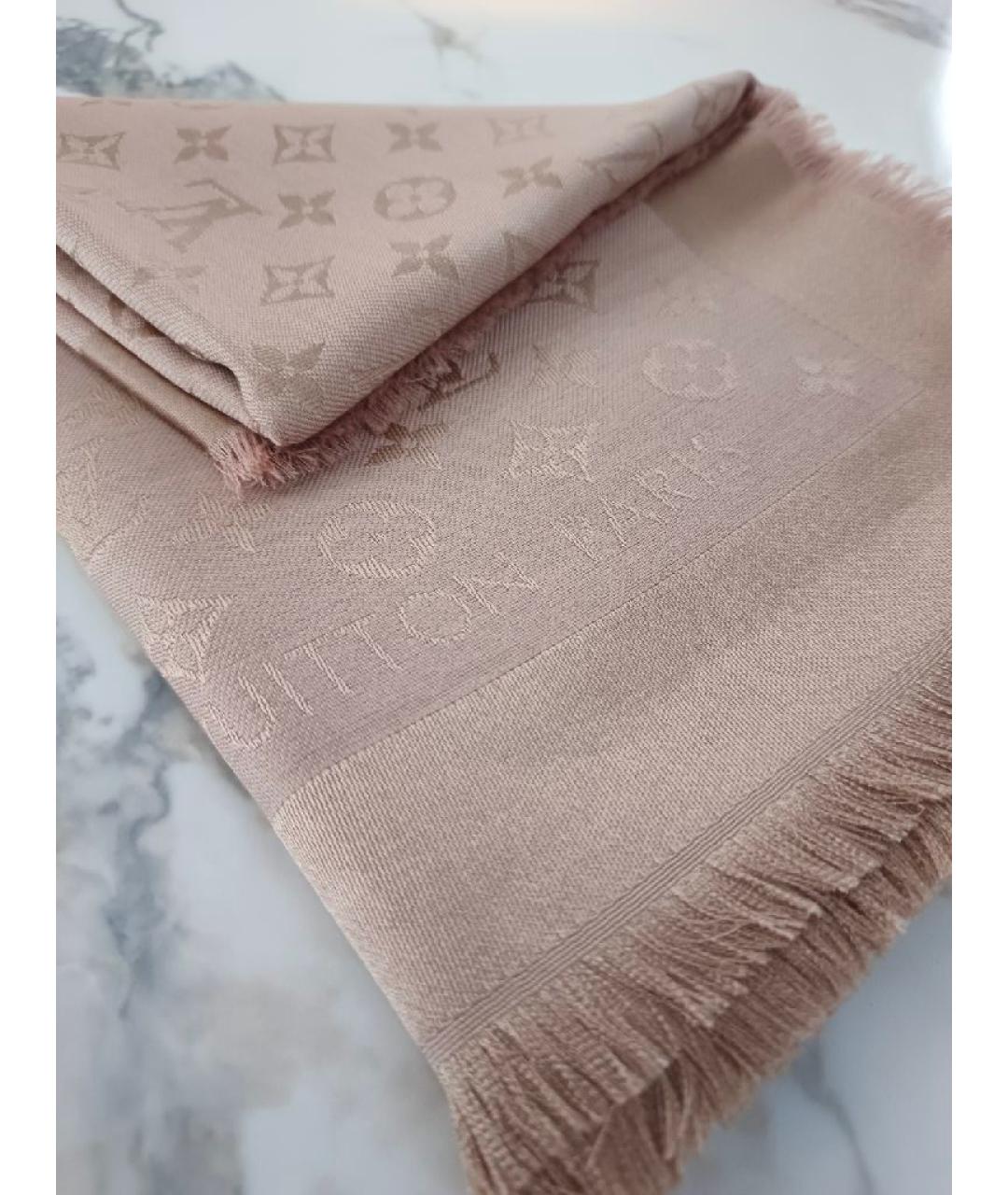 LOUIS VUITTON Розовый шелковый платок, фото 2