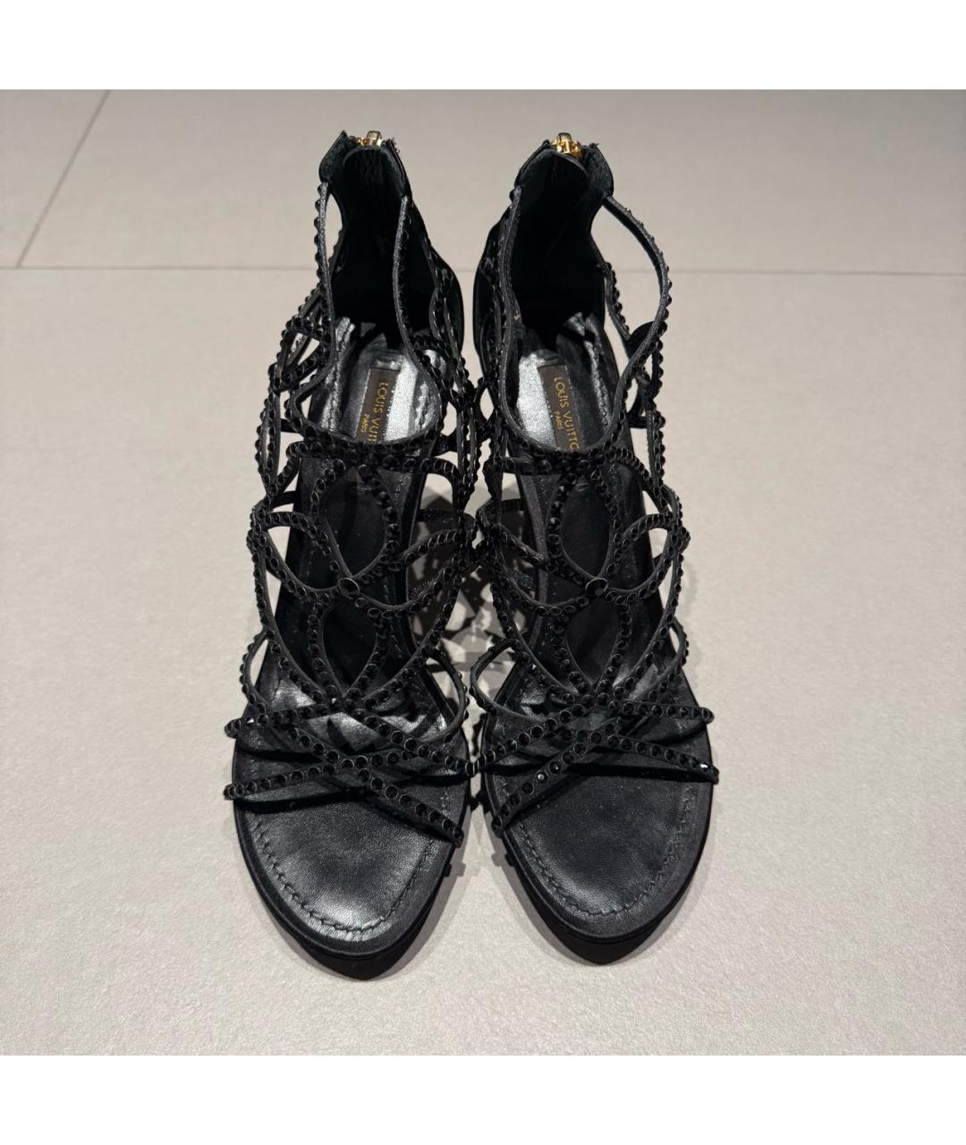 LOUIS VUITTON Черные кожаные босоножки, фото 2