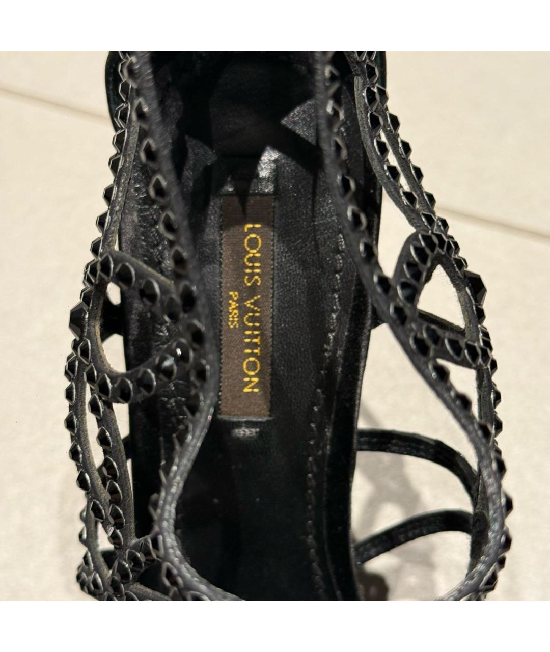 LOUIS VUITTON Черные кожаные босоножки, фото 8