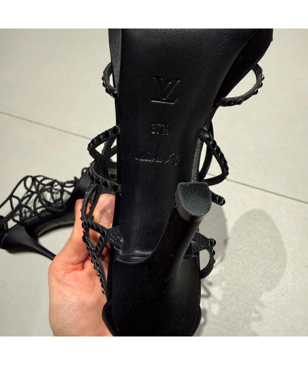 LOUIS VUITTON Черные кожаные босоножки, фото 7