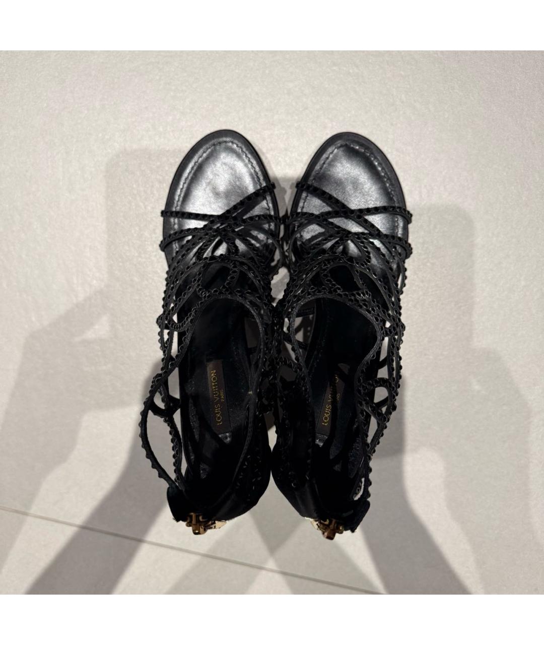 LOUIS VUITTON Черные кожаные босоножки, фото 3