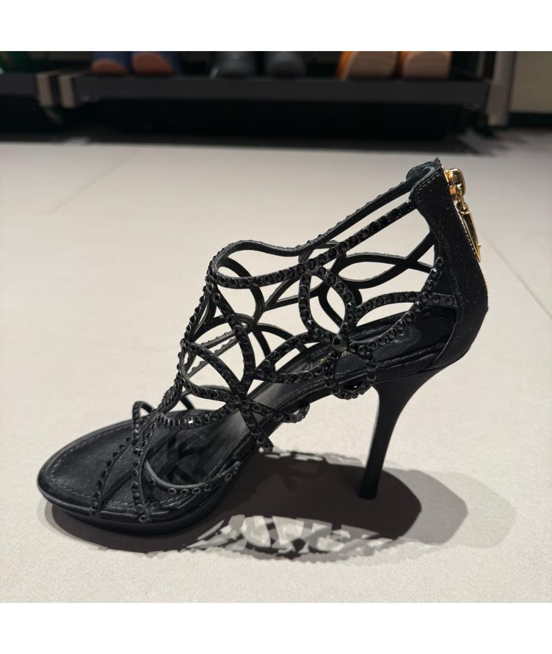 LOUIS VUITTON Черные кожаные босоножки, фото 5