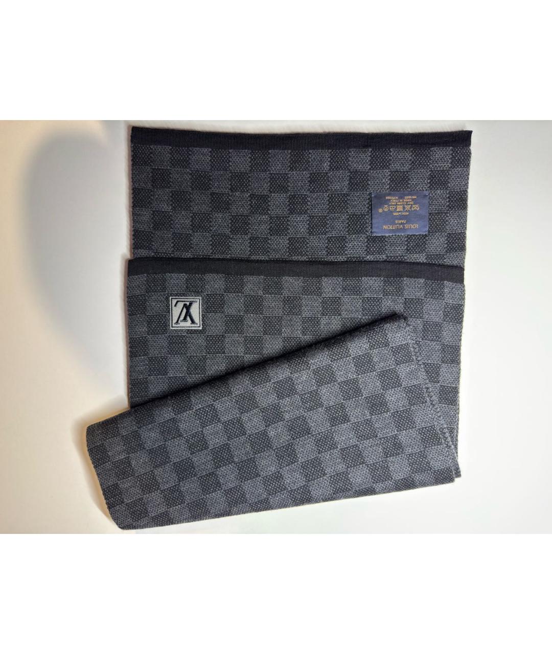 LOUIS VUITTON Черный шерстяной шарф, фото 3