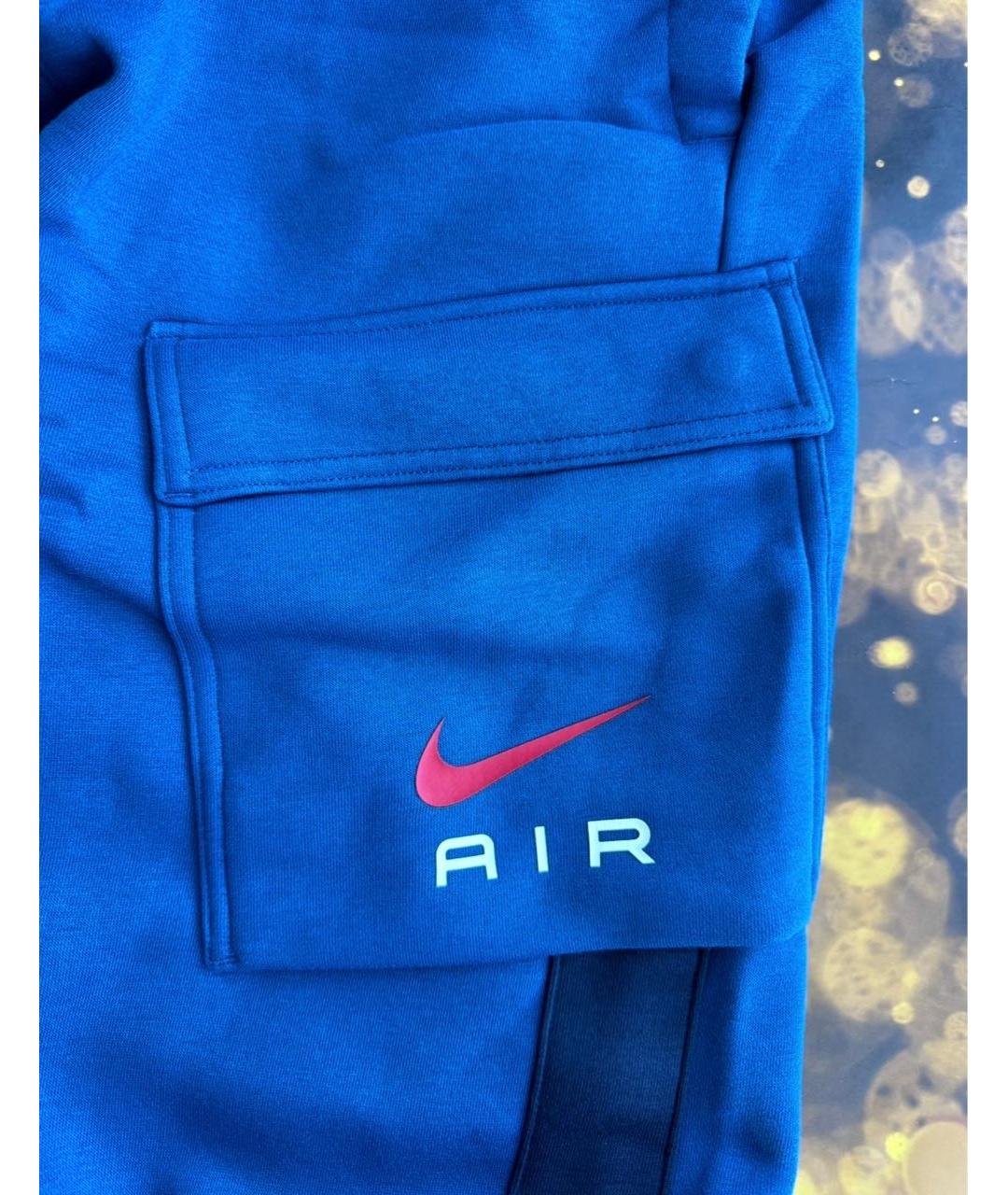 NIKE Синие хлопковые классические брюки, фото 6