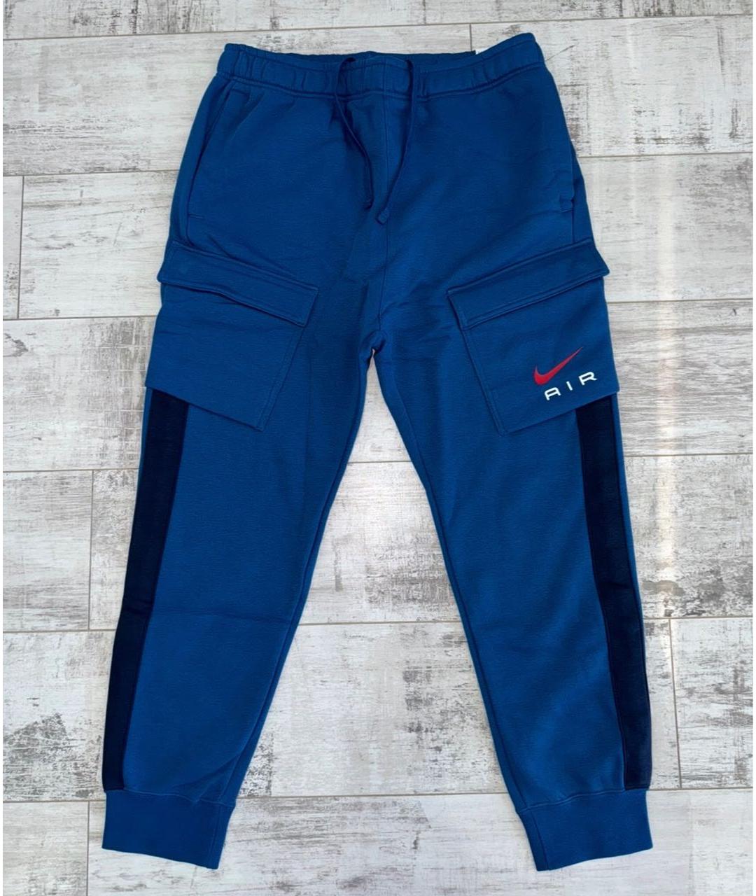 NIKE Синие хлопковые классические брюки, фото 2