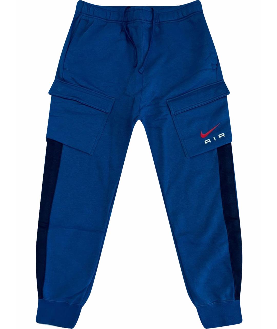 NIKE Синие хлопковые классические брюки, фото 1