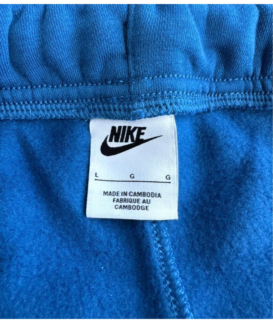 NIKE Синие хлопковые классические брюки, фото 4