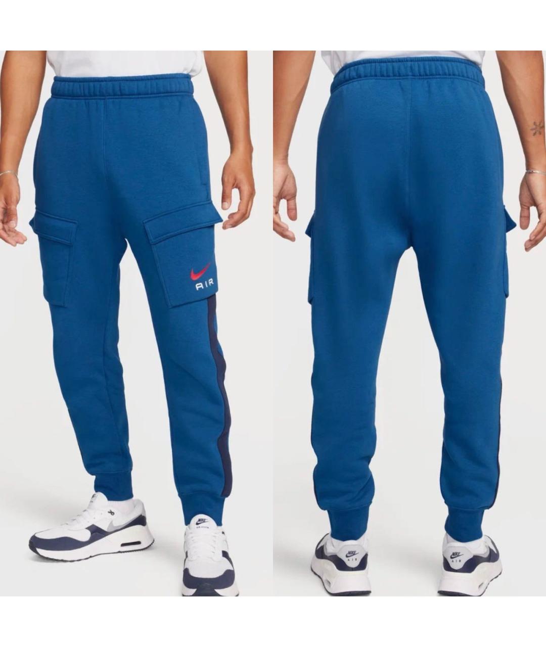 NIKE Синие хлопковые классические брюки, фото 8