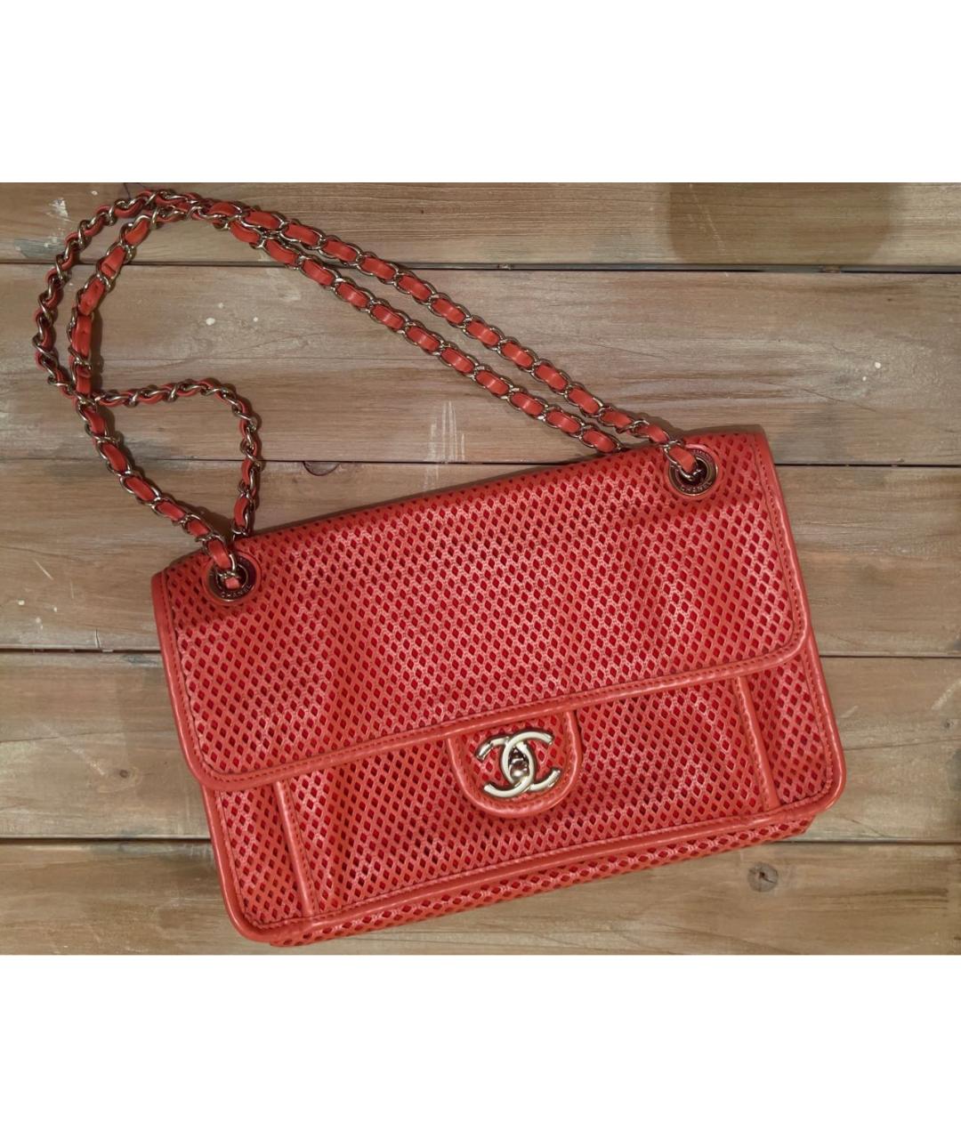 CHANEL Коралловая кожаная сумка через плечо, фото 9