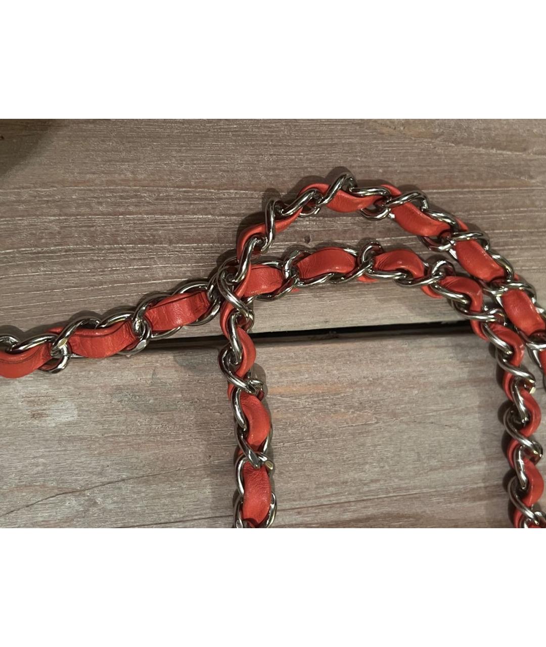 CHANEL Коралловая кожаная сумка через плечо, фото 6