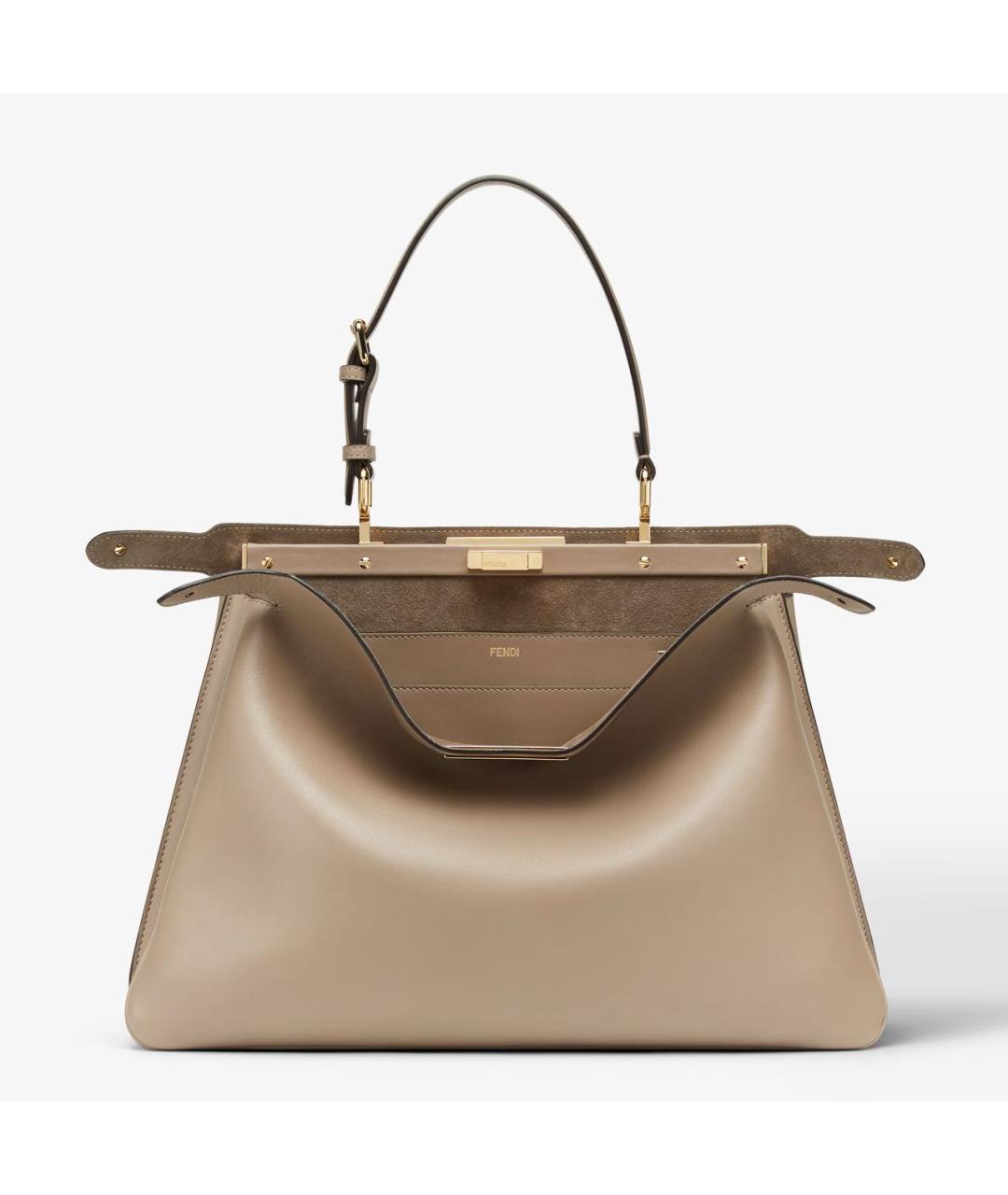 FENDI Бежевая кожаная сумка тоут, фото 7