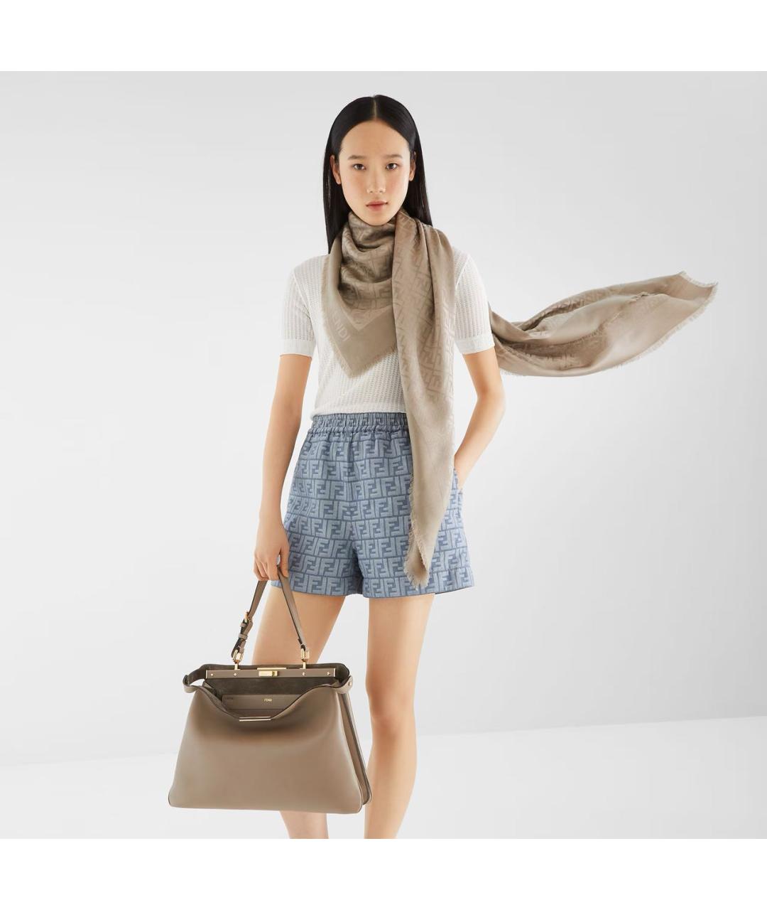 FENDI Бежевая кожаная сумка тоут, фото 8