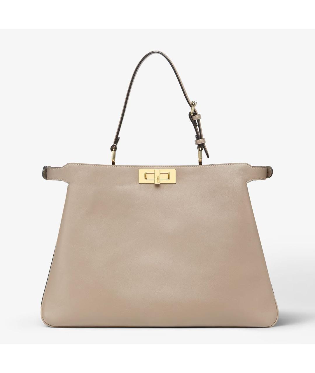 FENDI Бежевая кожаная сумка тоут, фото 9