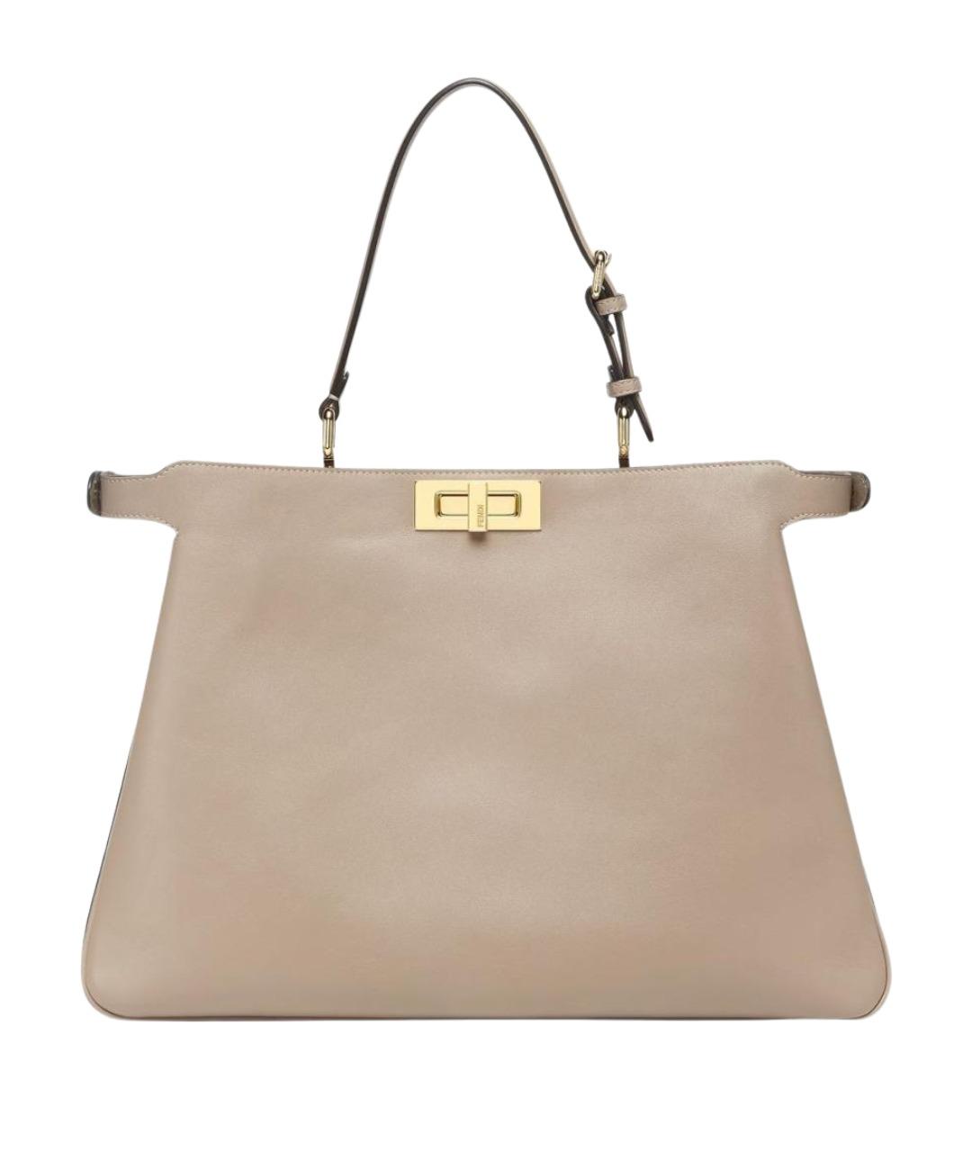 FENDI Бежевая кожаная сумка тоут, фото 1