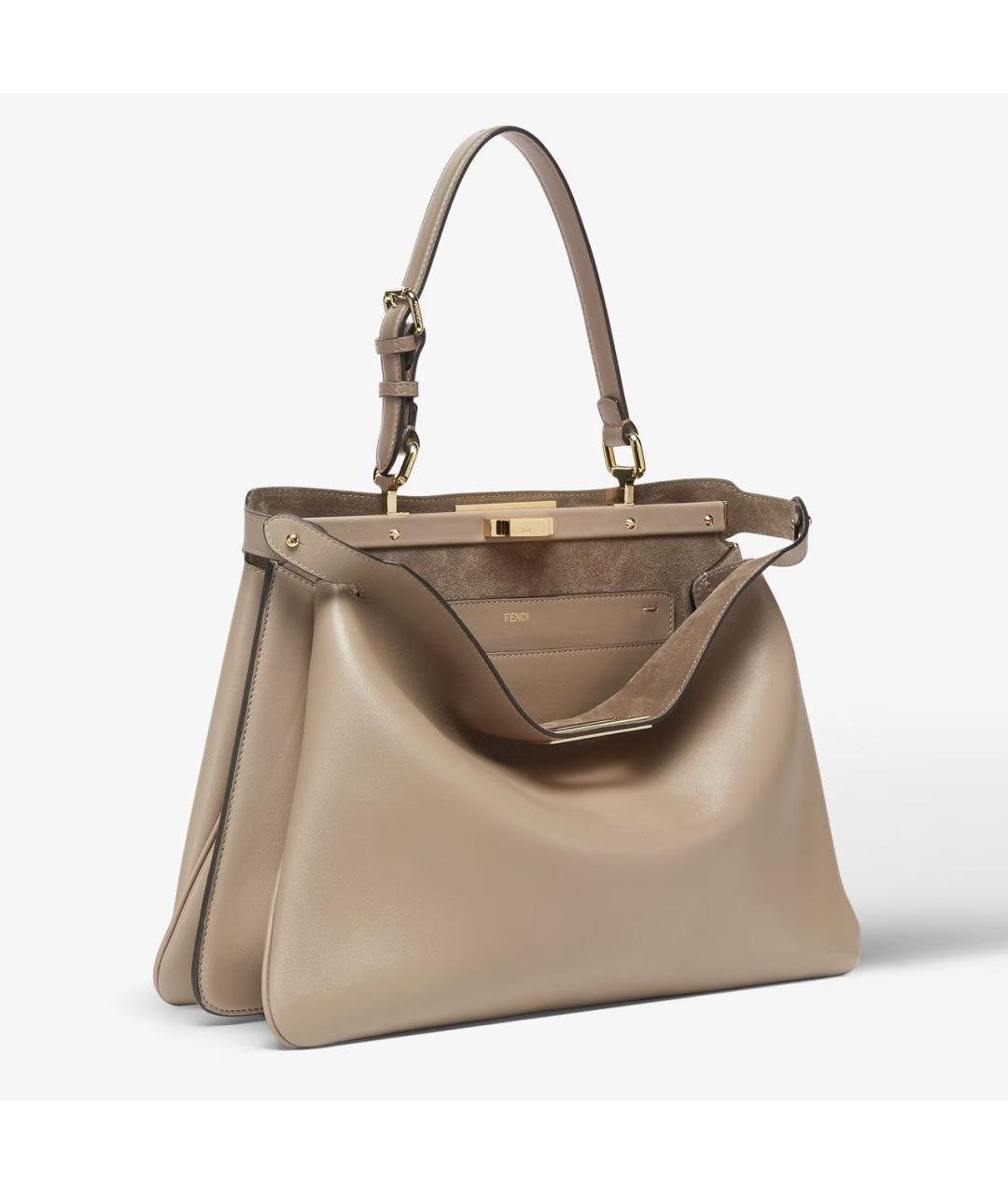 FENDI Бежевая кожаная сумка тоут, фото 3