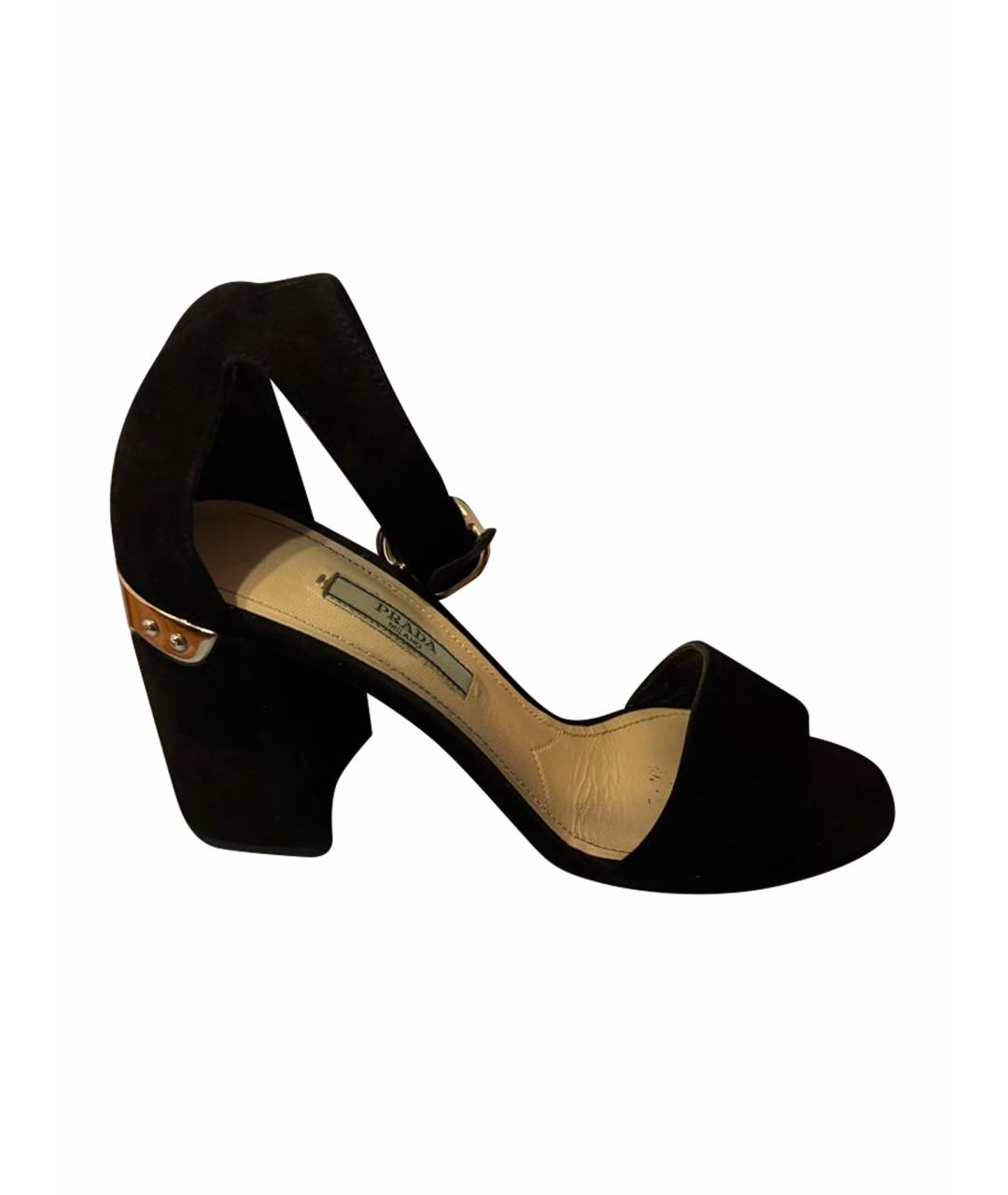 PRADA Черные замшевые босоножки, фото 1