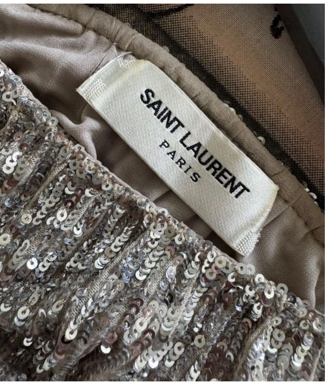 SAINT LAURENT Серебряное полиамидовое вечернее платье, фото 4