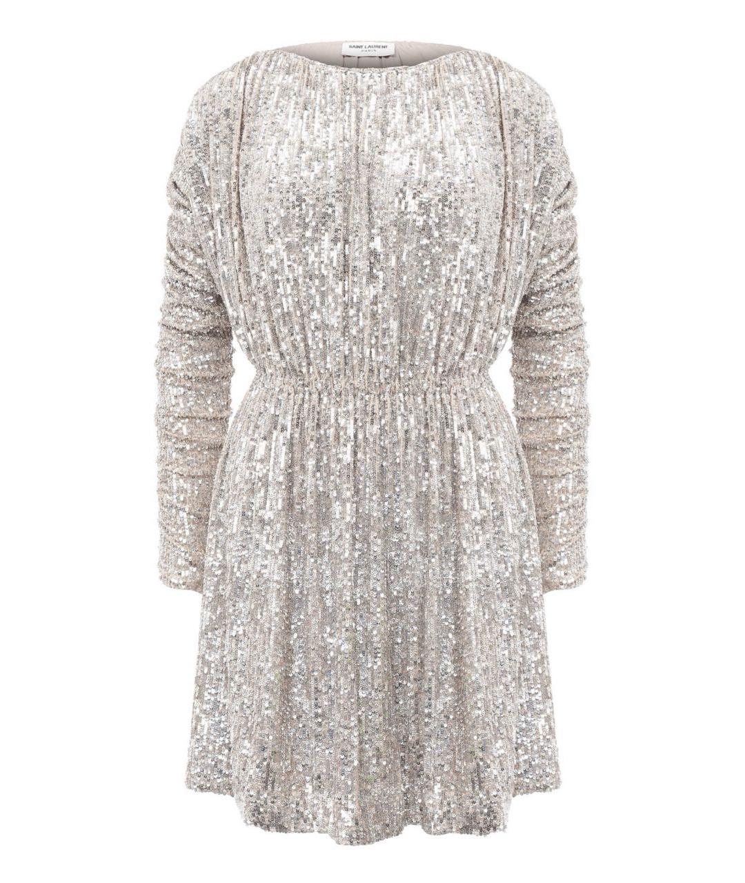 SAINT LAURENT Серебряное полиамидовое вечернее платье, фото 1