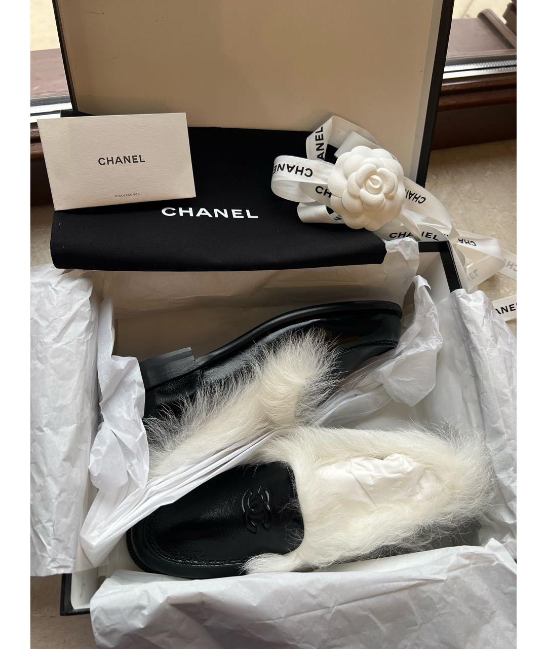 CHANEL Черные кожаные мокасины, фото 5