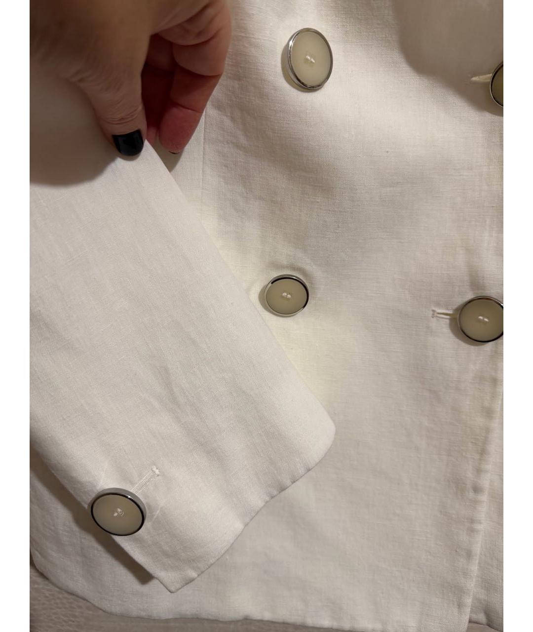 GIORGIO ARMANI Белый льняной жакет/пиджак, фото 2